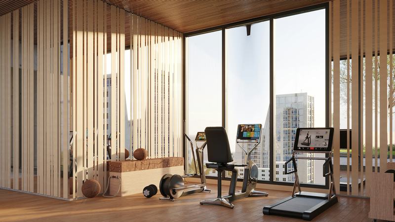Private home gym with city views, the kind of space Steven trains clients in
